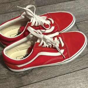 Red low rise Vans size 10
